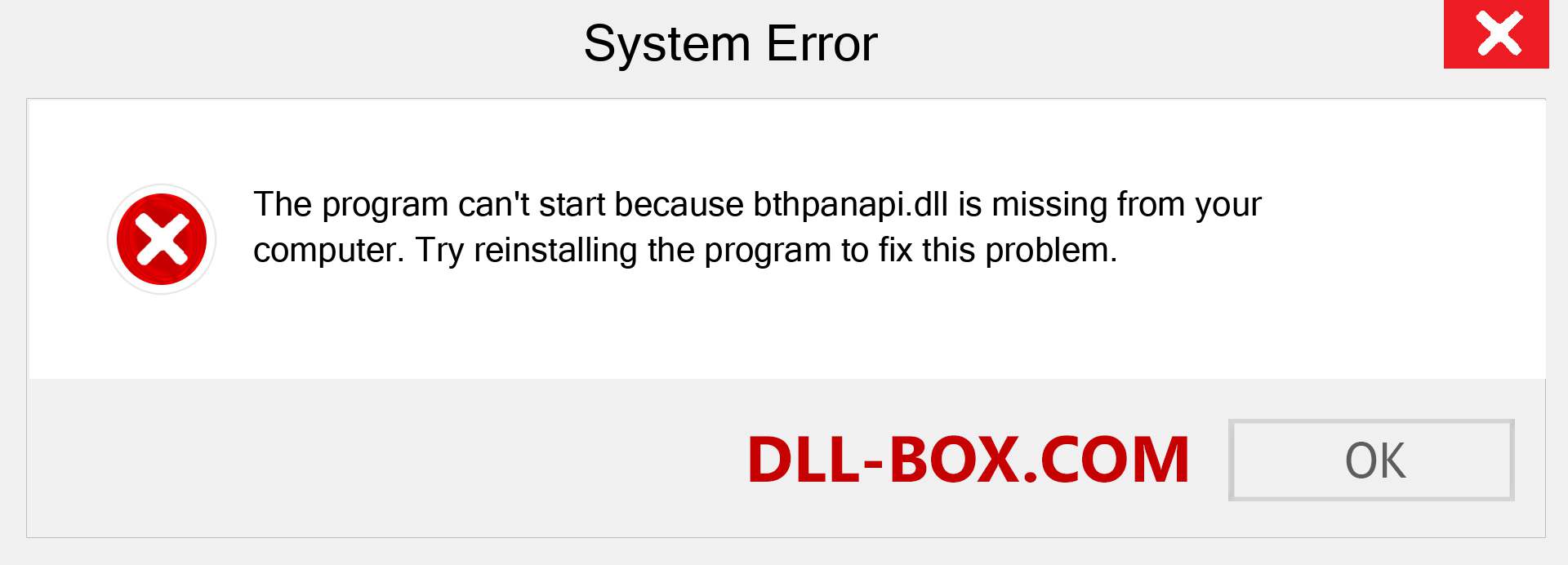  bthpanapi.dll file is missing?. Download for Windows 7, 8, 10 - Fix  bthpanapi dll Missing Error on Windows, photos, images
